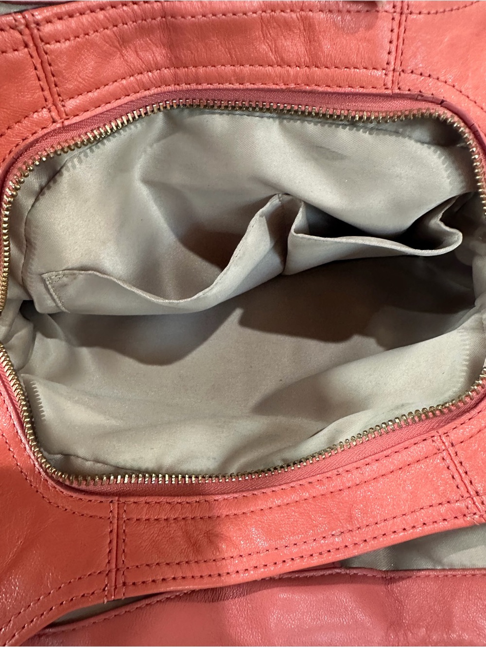 Coach Coral-Orange Leather Shoulder Bag with Gold Hardware - Picture 6 of 7